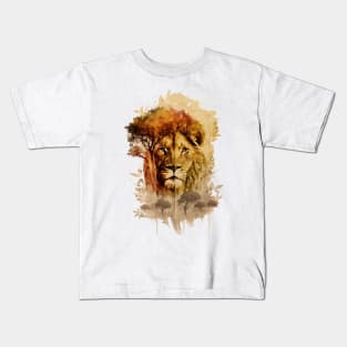 Mystical Monarch: A Lion's Dreamscape Kids T-Shirt